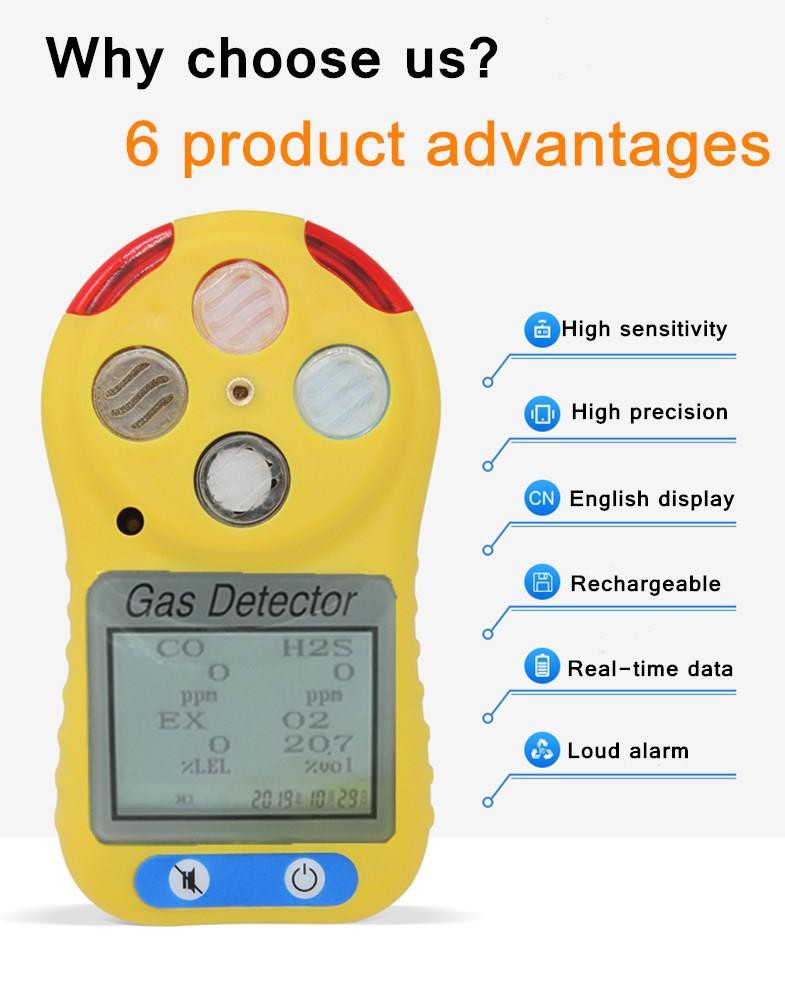 1つのガス検出器に付き4つ 4 in 1 gas detector